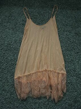 Freshman Peach Lace-Hem Spaghetti Strap Tank
